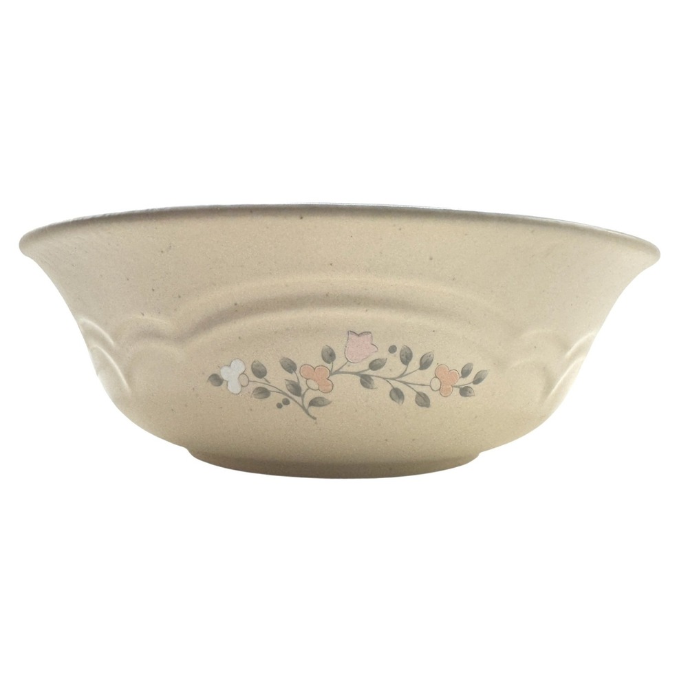 Pfaltzgraff Remembrance Stoneware 8" vegetable bowl tan floral Vintage USA Made